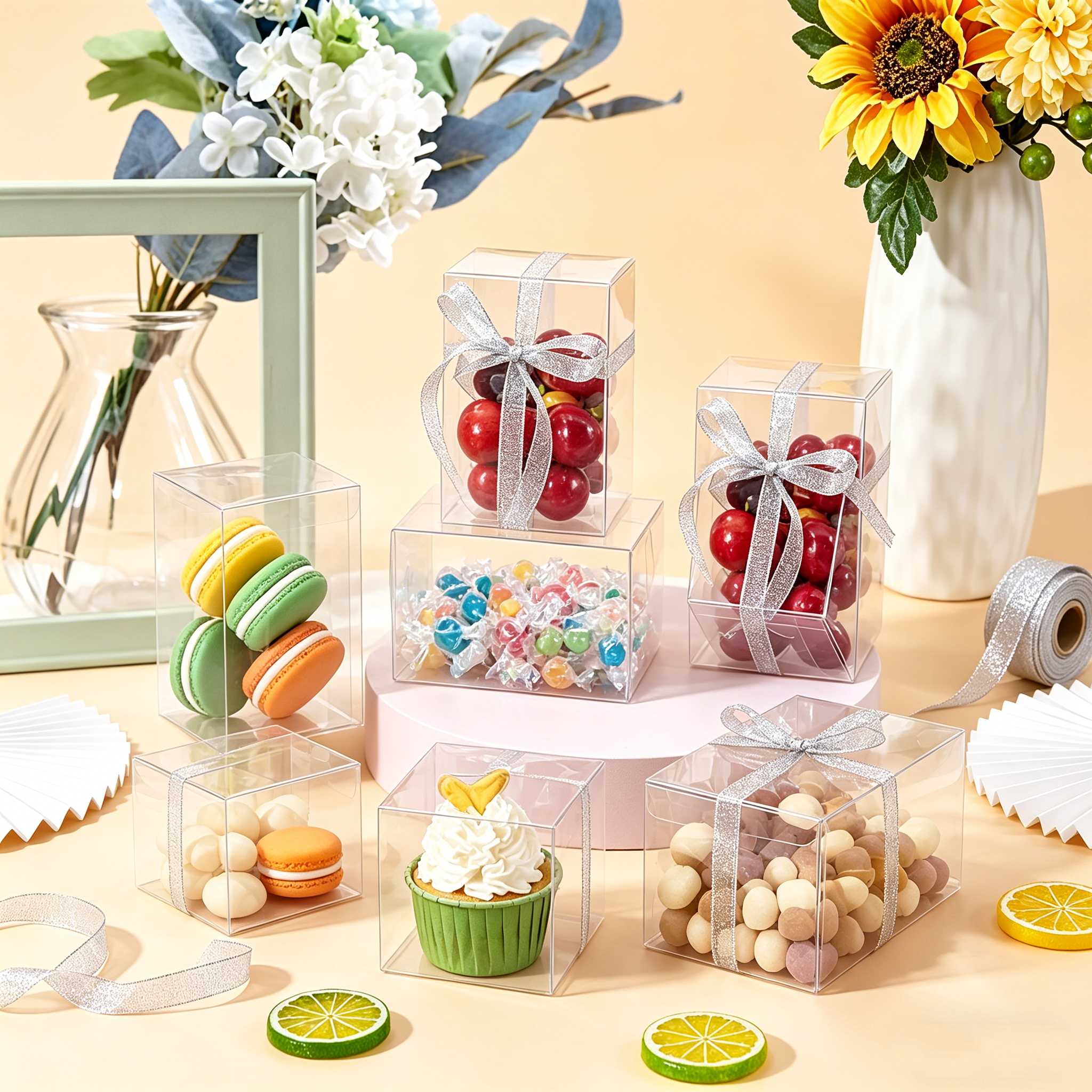 50 PCS Foldable Transparent Boxes