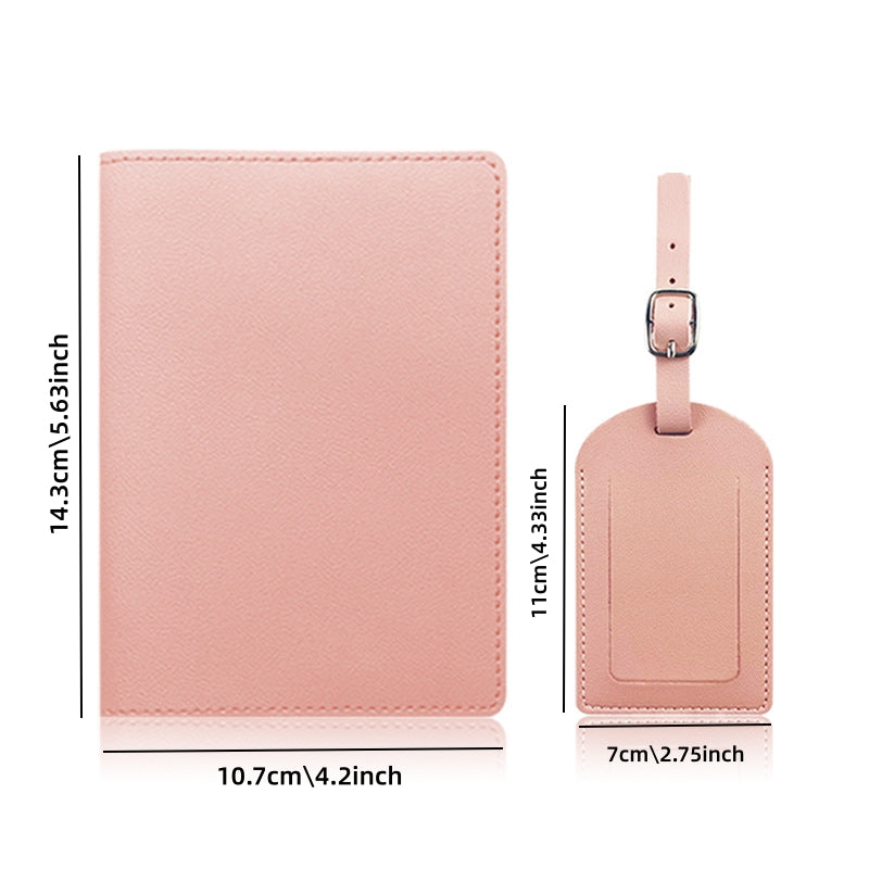 Pu Leather Passport Holder & Luggage Tag Sets